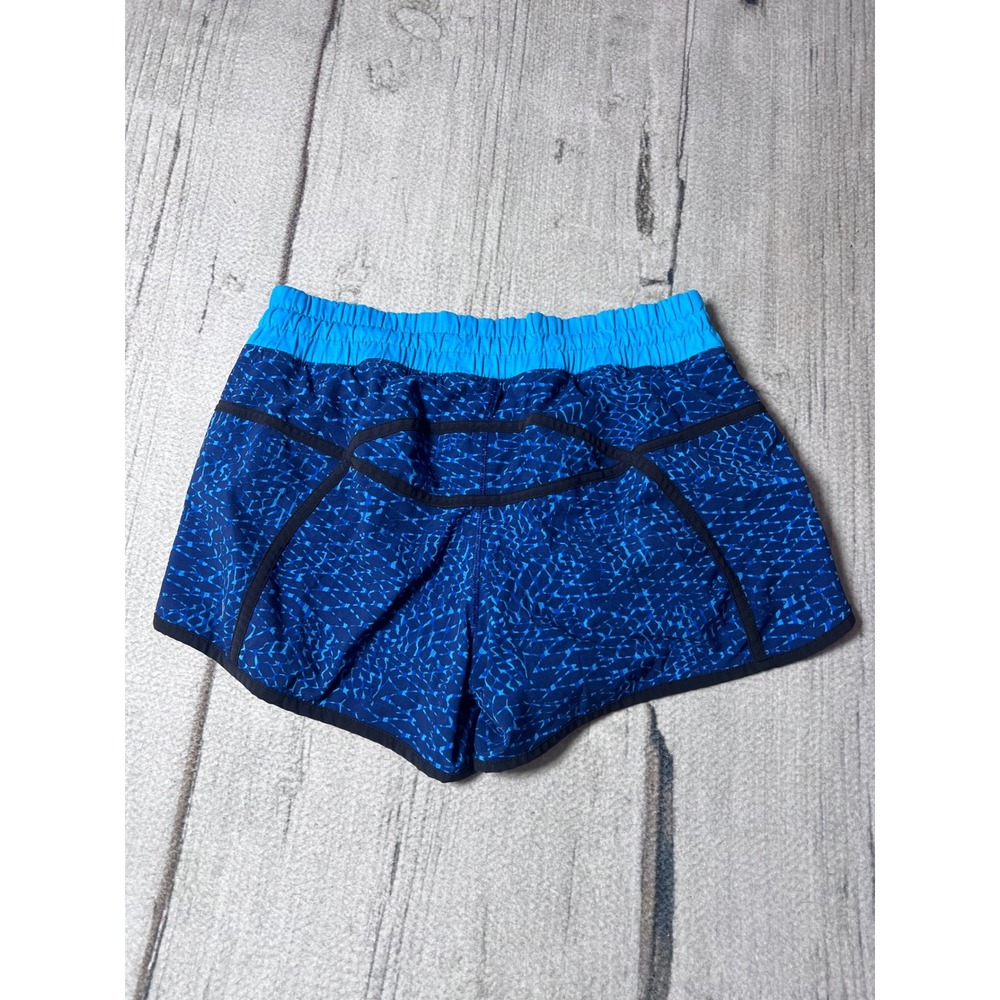 Lululemon Run Times Shorts Blue Geometric Print Athletic Running Size 6 4 Inseam - Picture 7 of 8
